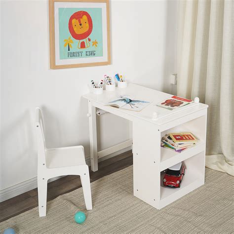 Kids White Study Desk and Chair with Bookcase - Walmart.com