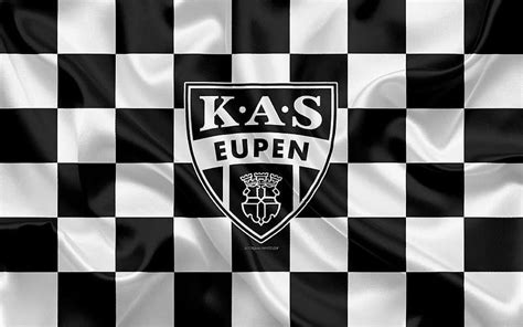 KAS Eupen logo, creative art, white black checkered flag, Belgian ...