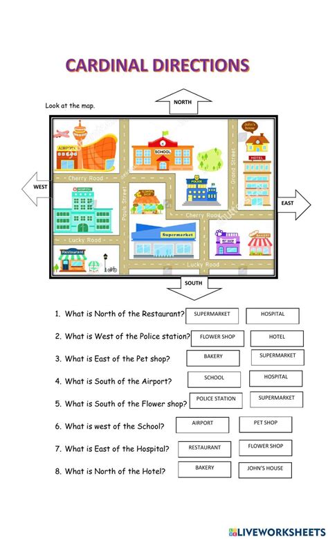 Map- Cardinal directions worksheet | Map worksheets, Cardinal ...