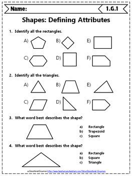 1st Grade Geometry Worksheets: 1st Grade Math Worksheets, Geometry