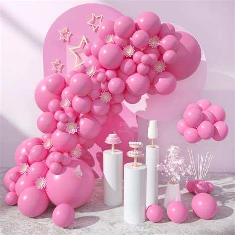 Henviro Pink Party Latex Balloons - 100 Pcs 5/10/12/18 Inch Balloons ...