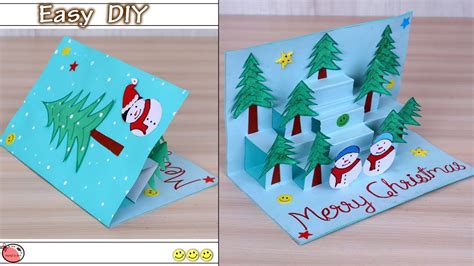 Very Easy ! DIY 3D Christmas Pop Up Card - How to make Christmas tree ...