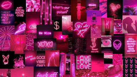 Neon Pink Aesthetic Collage . Pink neon , Cute laptop , Aesthetic ...