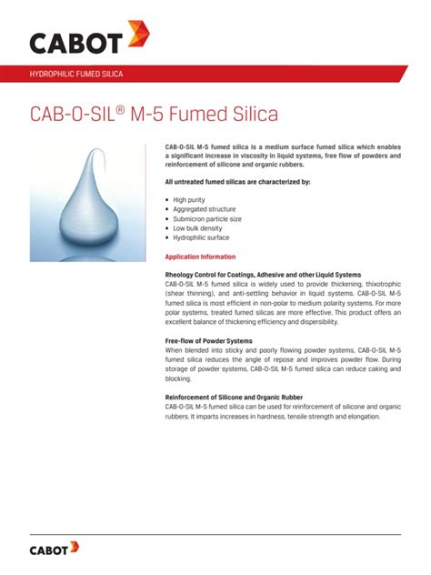 Cab-O-Sil M-5 Fumed Silica: Name of Library Here Datasheet Number ...