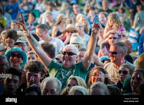 Crowds of happy smiling people enjoying the music at the Big Tribute ...