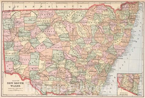 Historic Map : 1901 Map of New South Wales - Vintage Wall Art | Vintage ...