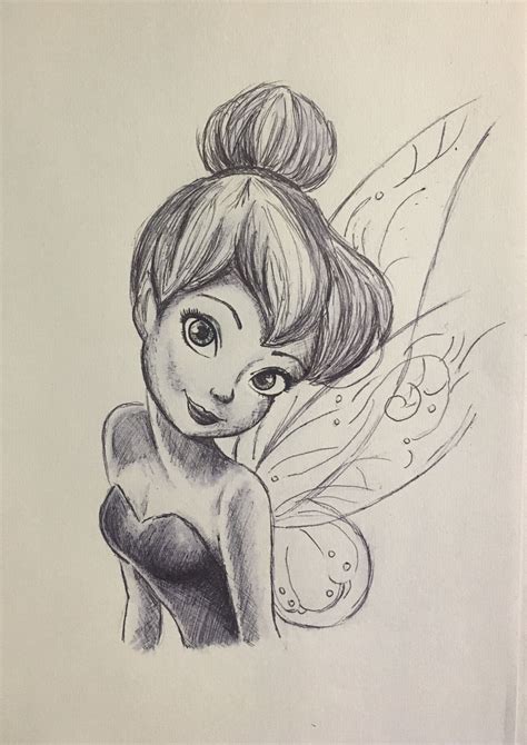 Pen drawing of tinkerbell Disney Pencil Drawings, Disney Character ...