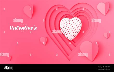 Happy valentine's day wallpaper in paper style with many hearts 3d ...