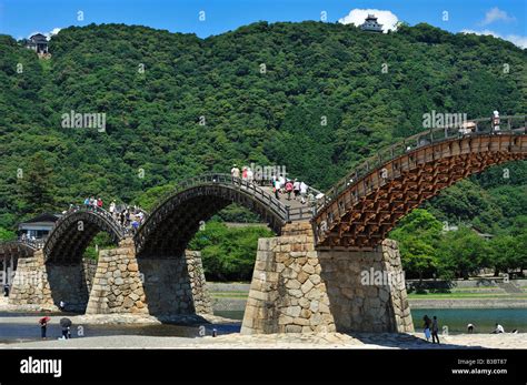 kintai bridge, iwakuni, yamaguchi prefecture, chugoku, honshu, japan ...