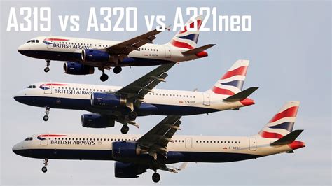 Airbus A319 vs A320 vs A321 Landing Side by Side | British Airways ...