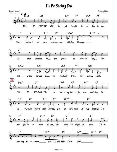 I'll Be Seeing You (Lead sheet with lyrics ) Sheet music for Piano ...