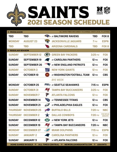 2021 New Orleans Saints Schedule Revealed - Sports Illustrated New ...