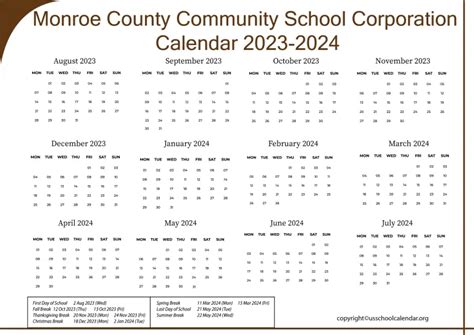 Monroe County Community School Corporation Calendar 2023-24