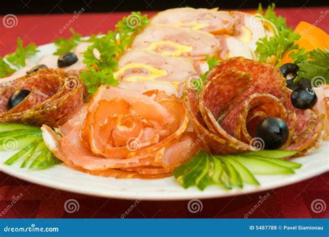 Salami, ham, meat stock photo. Image of appetizer, green - 5487788