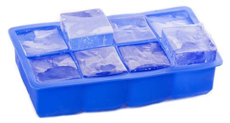 Silicone Ice Cube Tray - Makes 8 Large Ice Cubes - Set of 2 Blue ...