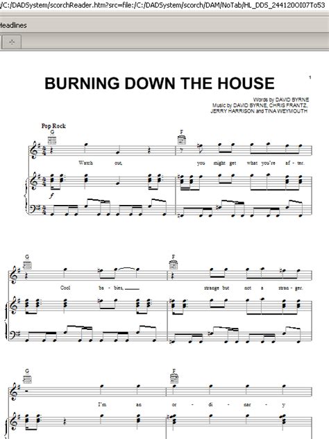 Burning Down The House | Sheet Music Direct