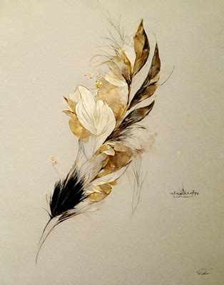 Golden feather H posters & prints by Decker Studios - Printler