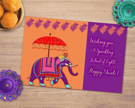 Printable Happy Diwali Card Diwali WishGreeting card Purple | Etsy