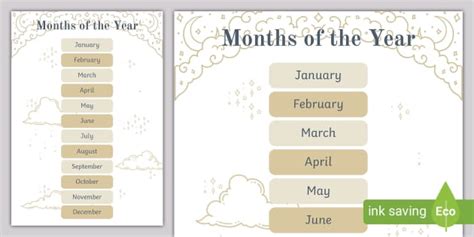 Celestial-Themed Months of the Year Display Poster - Twinkl