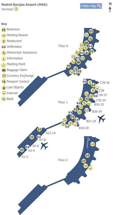 #Madrid Barajas Airport Terminal 1 Map | Airport, Map, Madrid–barajas ...