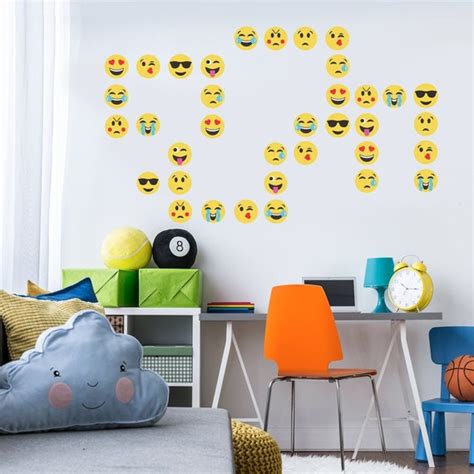 36 Emoji Wall Decals Matte Fabric Eco-friendly Peel and Stick | Etsy