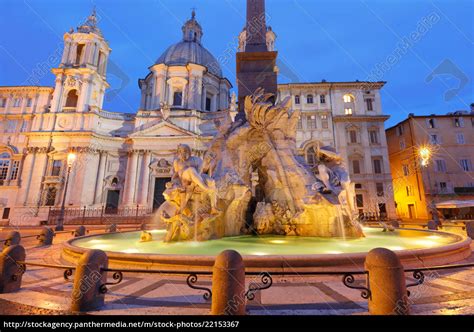 Piazza Navona Square at night, Rome, Italy. - Stock Photo - #22153367 ...