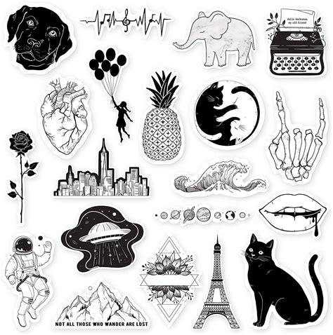 VSCO GIRLS STICKERS YOU NEED! RipDesigns - 20 Black and White Stickers ...