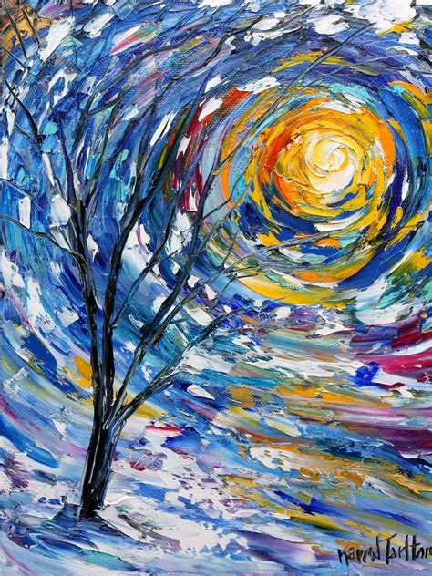 Winter Tree painting original oil abstract impressionism fine | Etsy ...