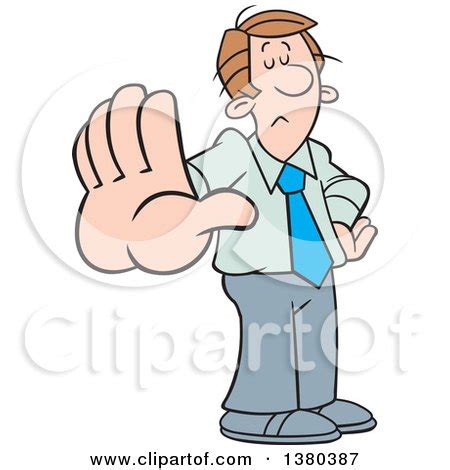 Clipart of a Cartoon Caucasian Business Man Gesturing Talk to the Hand ...