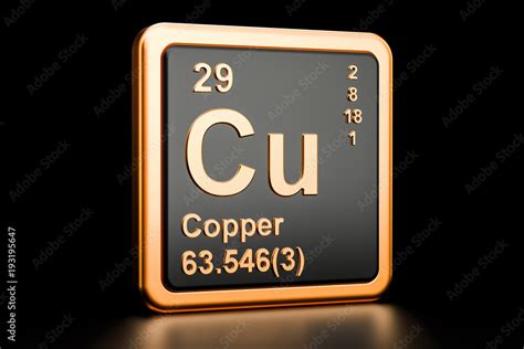 Copper Cu chemical element. 3D rendering Stock Illustration | Adobe Stock