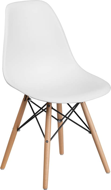 Flash Furniture Elon Series White Plastic Chair with Wood Base : Flash ...