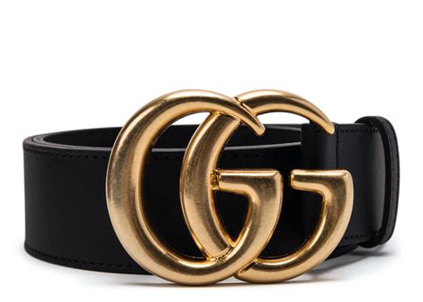 Gucci Double G Wide Leather Belt Antique Brass Buckle 1.5 Width Black ...