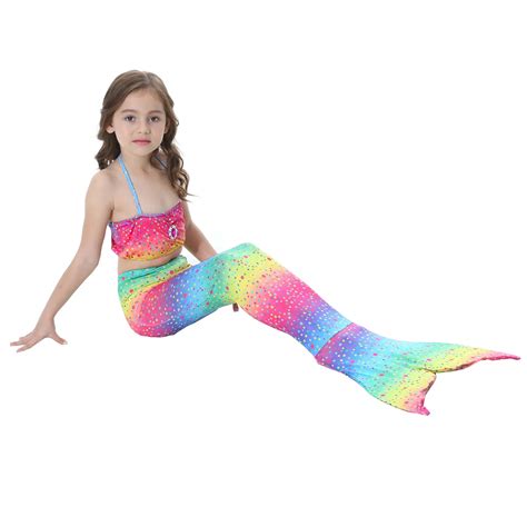 Children Mermaid Tail Kids Girls Cosplay Costumes Swimming Mermaid Tail ...