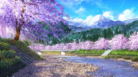 Anime Cherry Blossom Landscape Wallpapers - Wallpaper Cave