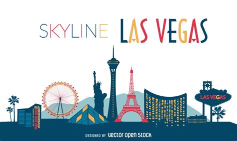 Las Vegas illustrated skyline - Free Vector | Vegas skyline, Skyline, Vegas