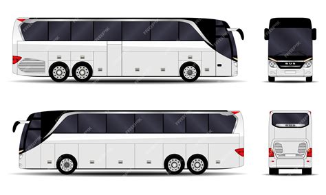 Premium Vector | Realistic bus. side view; front view; back view