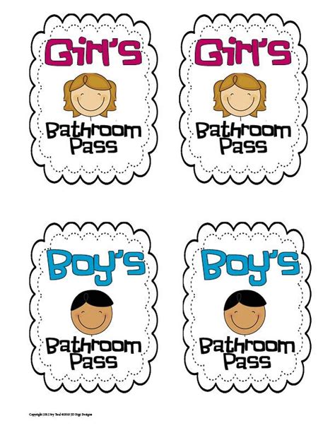 Printable Bathroom Passes | Bathroom pass, Classroom passes, School ...