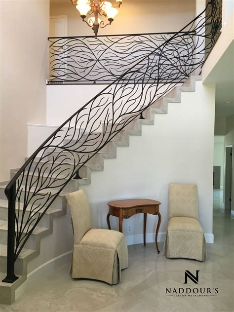 Custom Ornate Iron Staircase Railing MS45 - Branches, nature ...