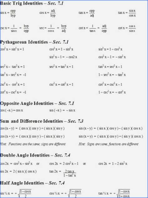 Double Angle Identities Worksheet - Studying Worksheets