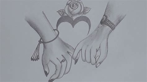 Romantic Couple Holding Hands pencil sketch | How to draw Holding Hands ...