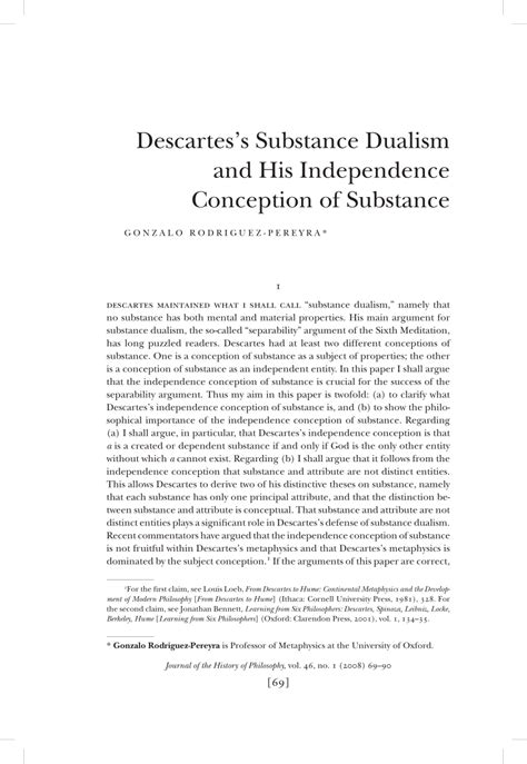 (PDF) Descartes's Substance Dualism and His Independence Conception of ...