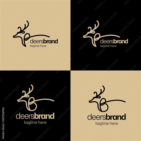 minimalist deer logo design template with line art concept Stock Vector ...