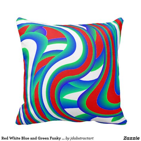 Red White Blue and Green Funky Lines Throw Pillow | Throw pillows ...