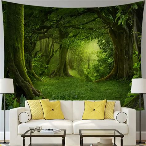 Forest Tapestry Wall Hanging Landscape Tapestry - Temu