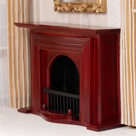 Dollhouse Miniature Mahogany Fireplace - Living Room Miniatures ...