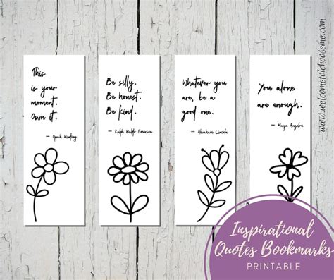 Printable Inspirational Quotes Bookmarks, Set of Four Bookmarks - Etsy