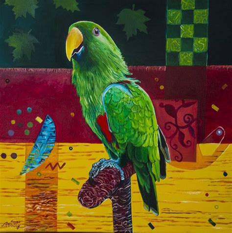 Green Parrot Painting by Mukarram Sousli | Saatchi Art