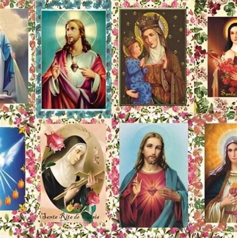 Catholic Saints Fabric Catholic Saints and Images Collage - Etsy