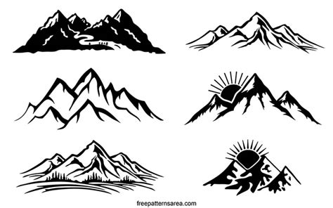 Mountain Silhouette Vector Art Designs - FreePatternsArea