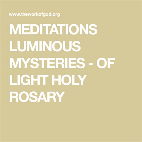 MEDITATIONS LUMINOUS MYSTERIES - OF LIGHT HOLY ROSARY | Mystery of ...